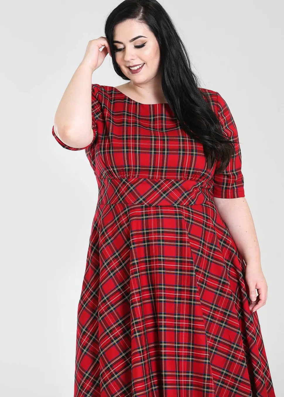 hell_bunny_irvine_tartan__7.webp Hell Bunny Irvine Tartan 50's Swing Dress Red