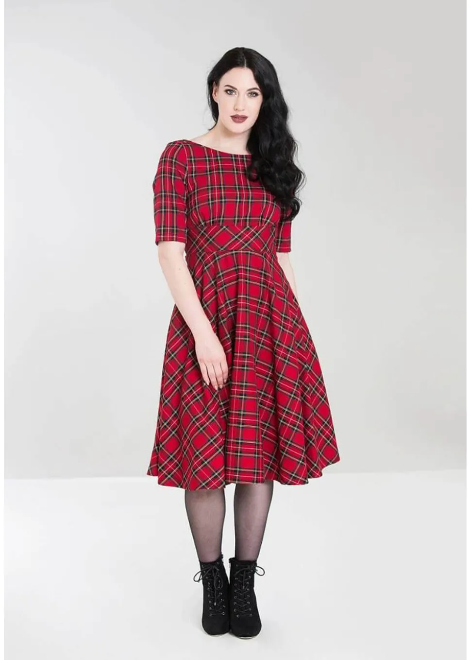 hell_bunny_irvine_tartan__8.webp Hell Bunny Irvine Tartan 50's Swing Dress Red