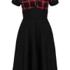 Hell Bunny Janine Tartan 50's Swing Dress Black