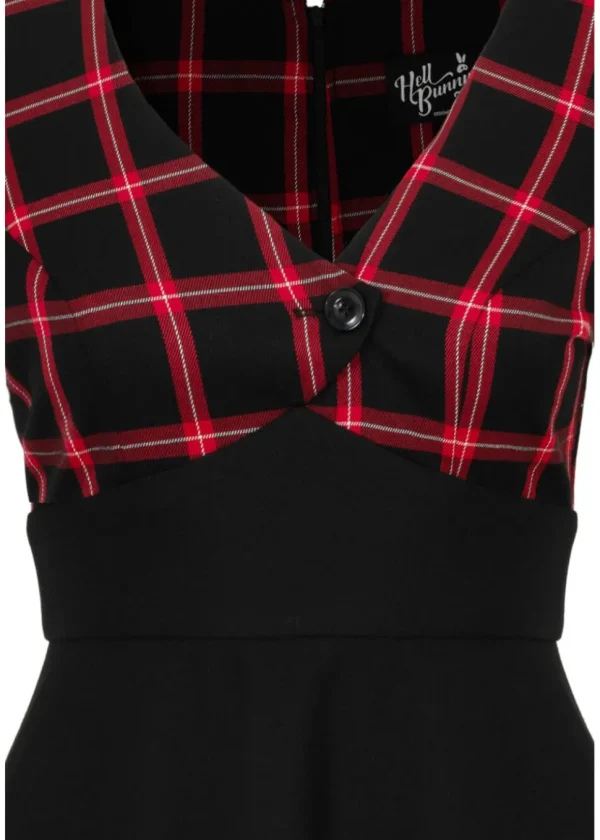 Hell Bunny Janine Tartan 50's Swing Dress Black