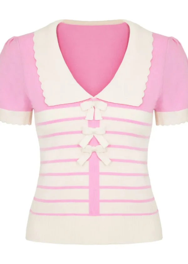Hell Bunny Jennie Bow 40's Top Pink
