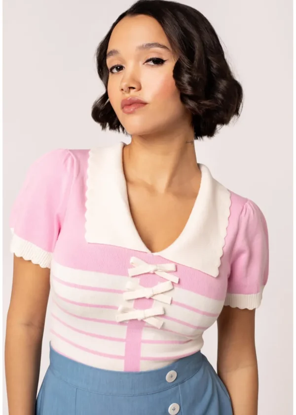 Hell Bunny Jennie Bow 40's Top Pink