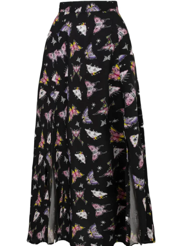 Hell Bunny Kocho Butterfly 50's Skirt Black