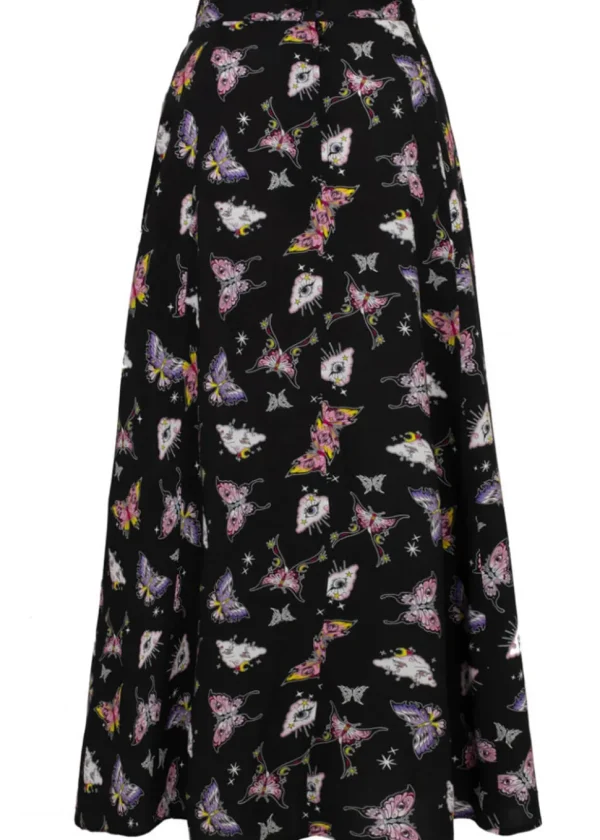 Hell Bunny Kocho Butterfly 50's Skirt Black