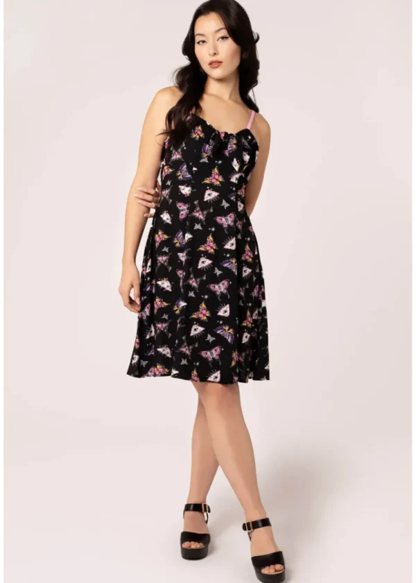 Hell Bunny Kocho Butterfly 50's Swing Dress Black