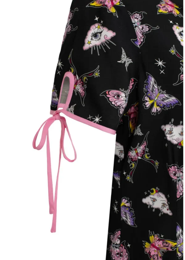 Hell Bunny Kocho Butterfly 40's Blouse Black