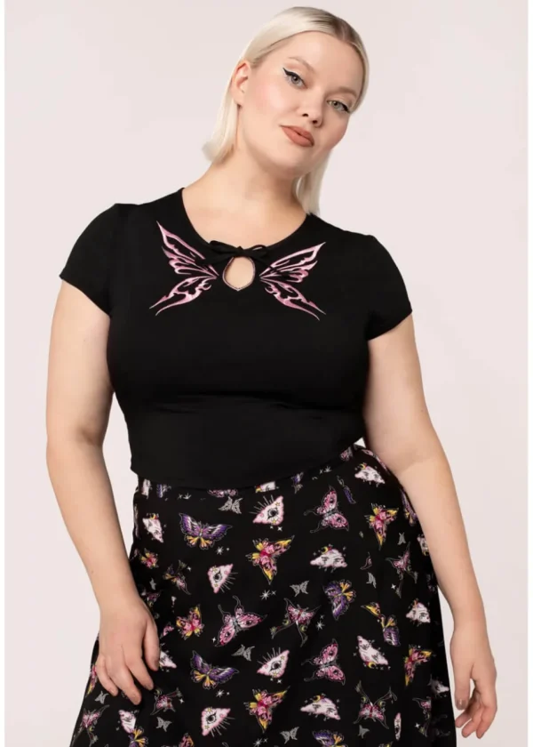 Hell Bunny Kocho Butterfly Top Black