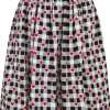 Hell Bunny Leonie Gingham Hearts 50's Swing Skirt Black White