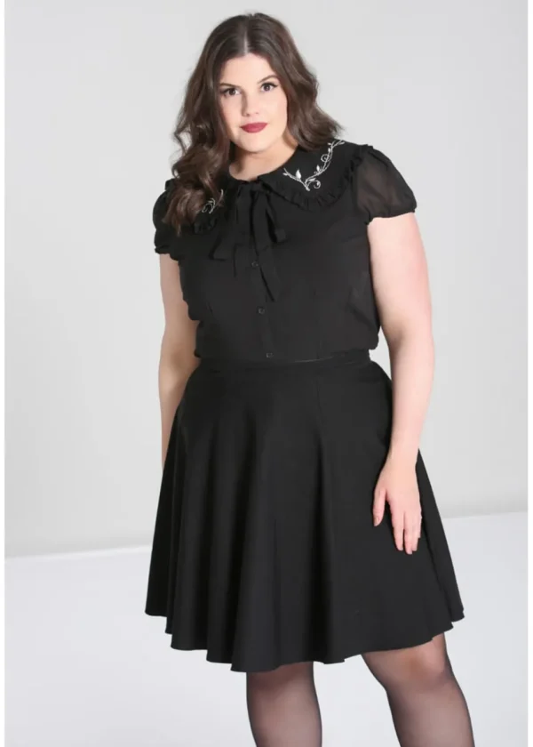 Hell Bunny Lovely Floral 40's Blouse Zwart
