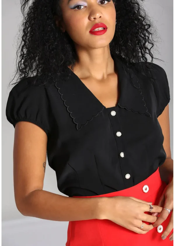 Hell Bunny Maddy 40's Blouse Black