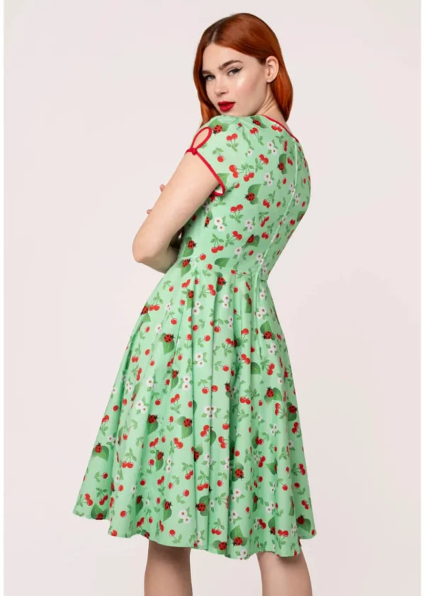Hell Bunny Marjorie Cherry Ladybug 50's Swing Dress Mint
