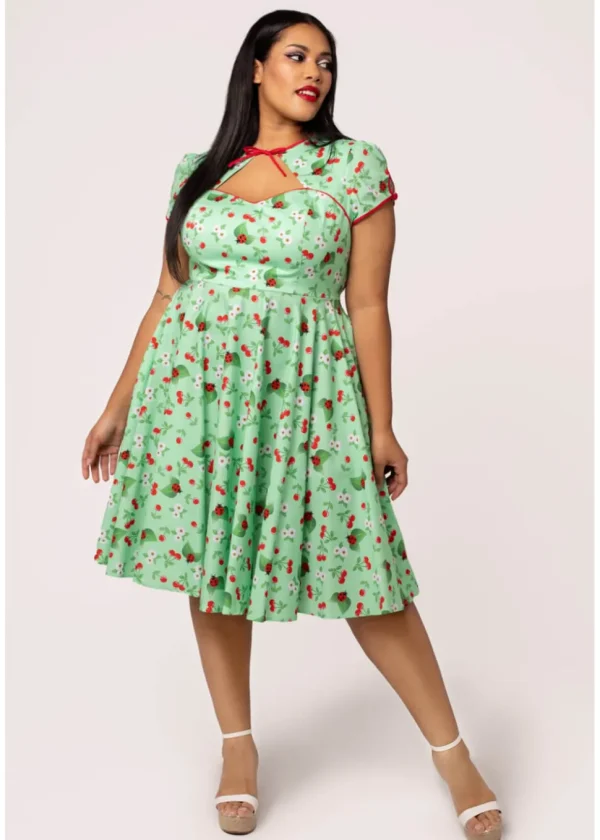 Hell Bunny Marjorie Cherry Ladybug 50's Swing Dress Mint