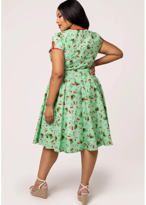 Hell Bunny Marjorie Cherry Ladybug 50's Swing Dress Mint