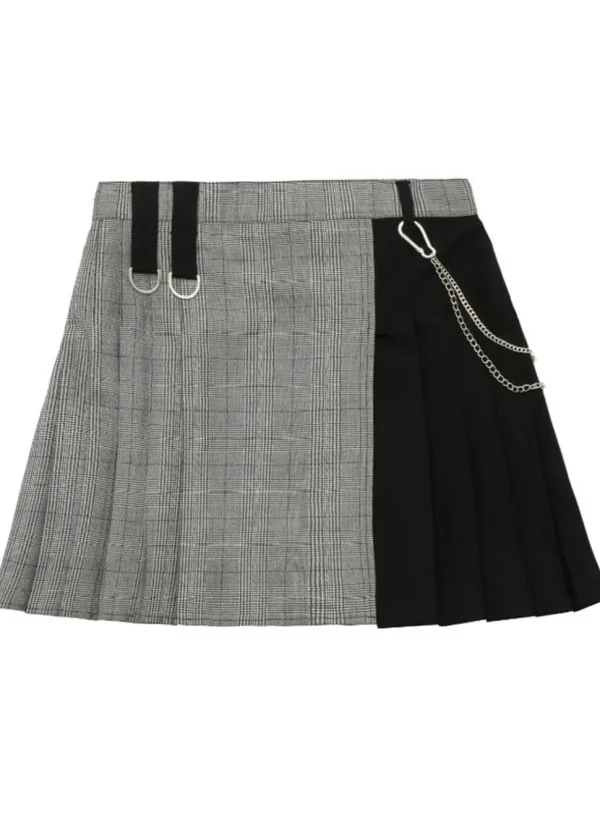 Hell Bunny Mina Tartan 60's Mini Skirt Grey