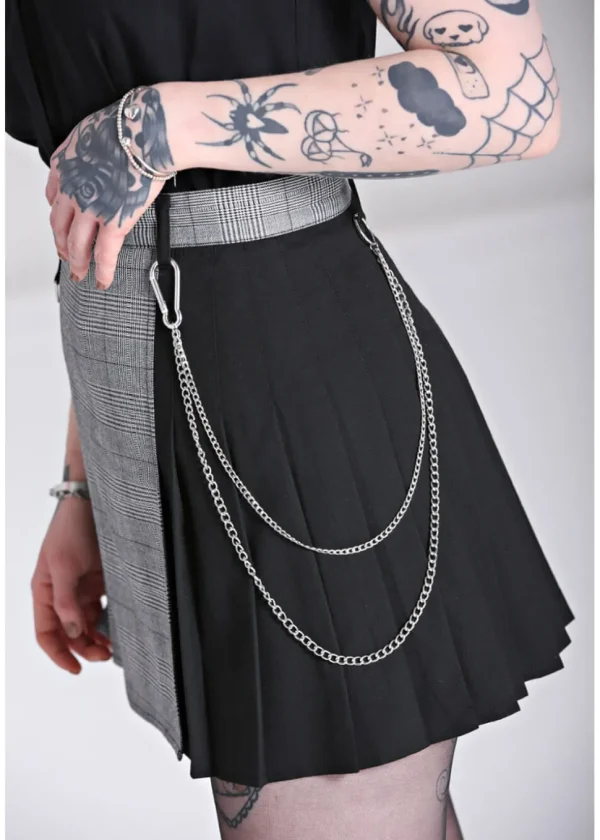 Hell Bunny Mina Tartan 60's Mini Skirt Grey
