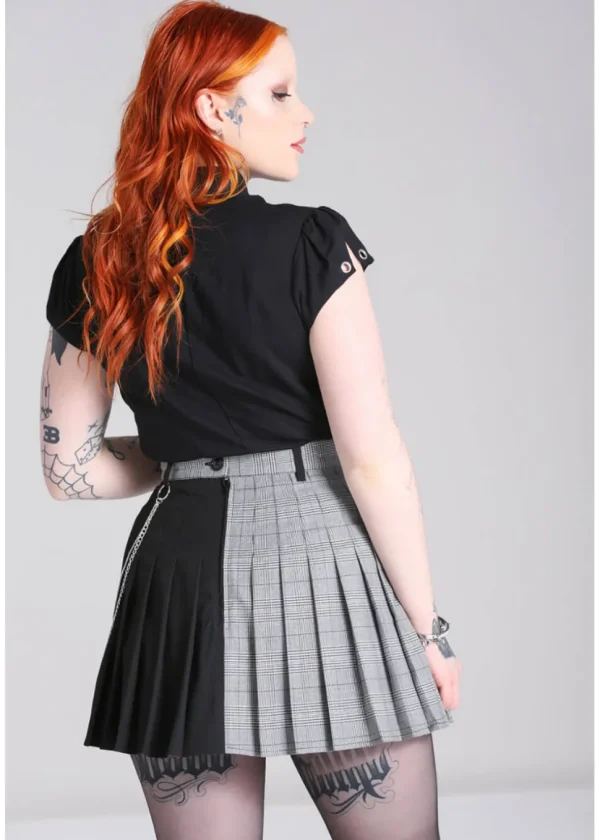 Hell Bunny Mina Tartan 60's Mini Skirt Grey