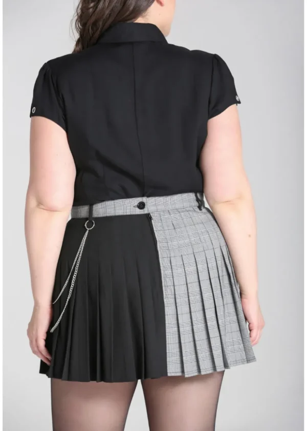 Hell Bunny Mina Tartan 60's Mini Skirt Grey