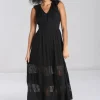 Hell Bunny Mortem Lace 70's Maxi Dress Black
