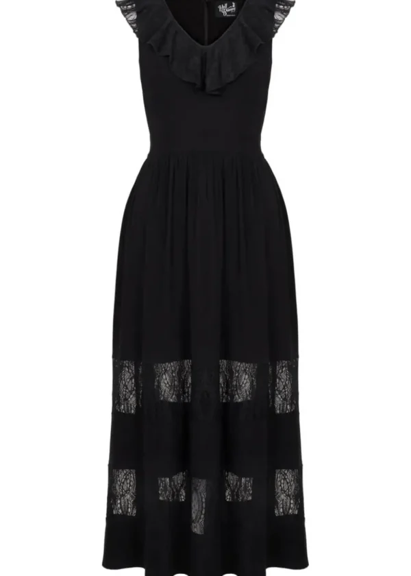 Hell Bunny Mortem Lace 70's Maxi Dress Black