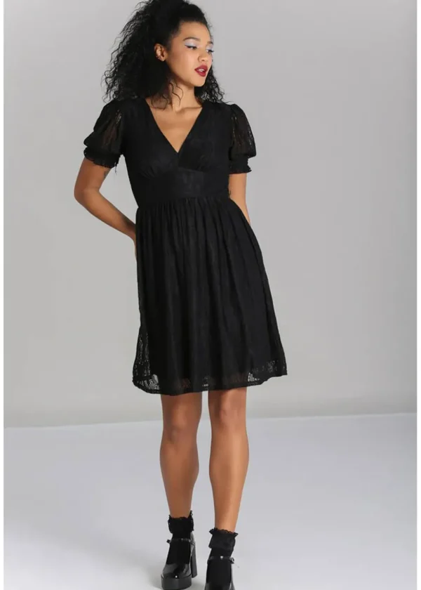 Hell Bunny Mortem Lace 70's Mini Dress Black