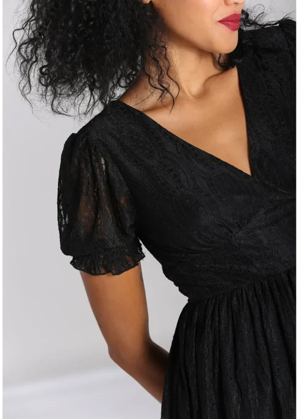 Hell Bunny Mortem Lace 70's Mini Dress Black