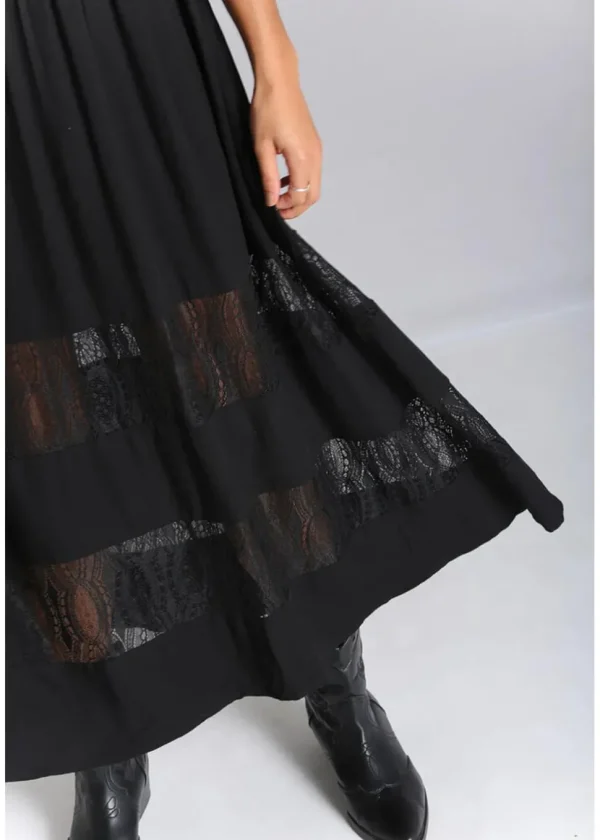 Hell Bunny Mortem Lace 70's Maxi Dress Black