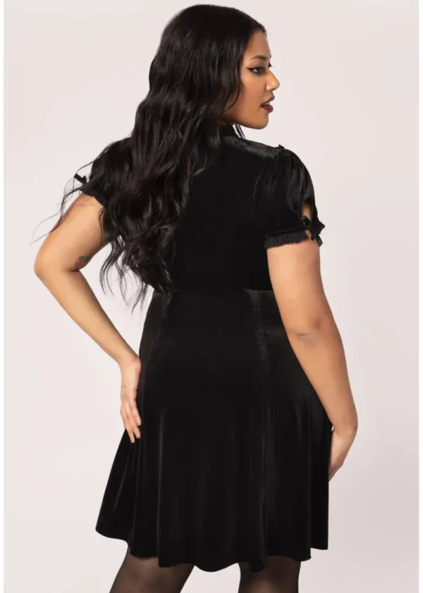 Hell Bunny Mourning Velvet 60's A-Line Dress Black