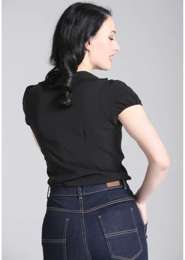 Hell Bunny Natura Mushroom 40's Blouse Black