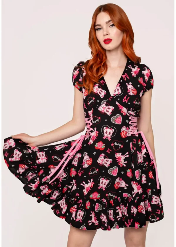 Hell Bunny Not Into You Hellcat 60's Short Dress Black