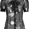 Hell Bunny Over The Moon Bats 40's Blouse Black