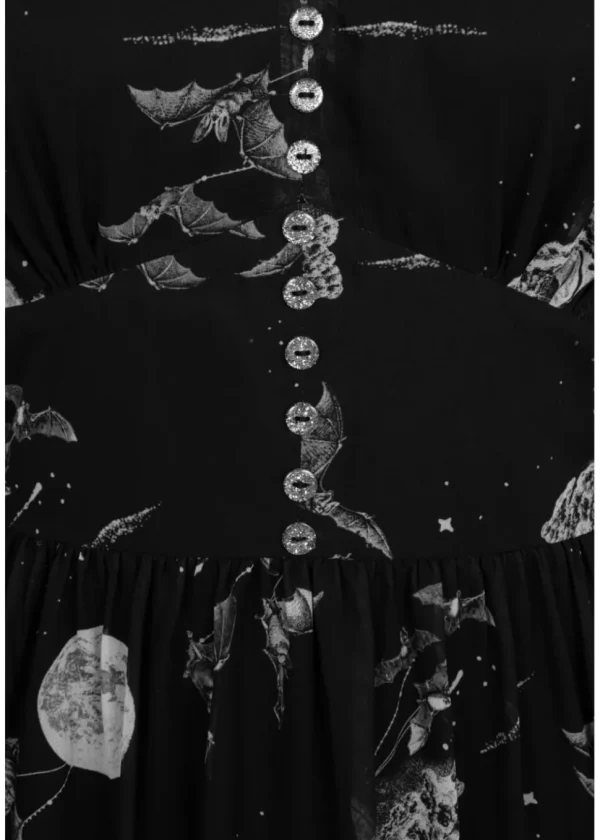 Hell Bunny Over The Moon Bats 40's Dress Black