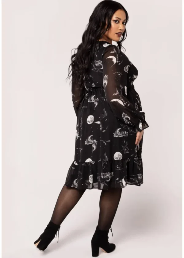 Hell Bunny Over The Moon Bats 40's Dress Black