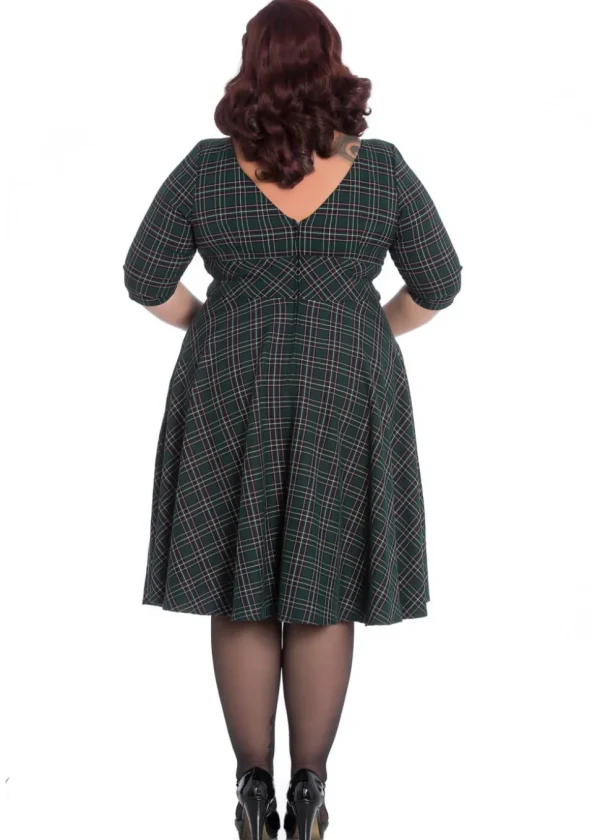 Hell Bunny Peebles Tartan 50's Swing Dress Green