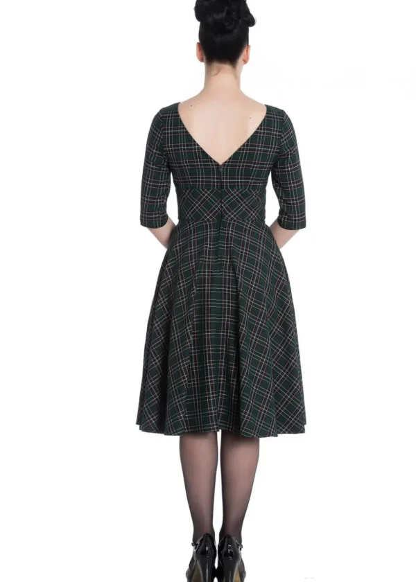 Hell Bunny Peebles Tartan 50's Swing Dress Green