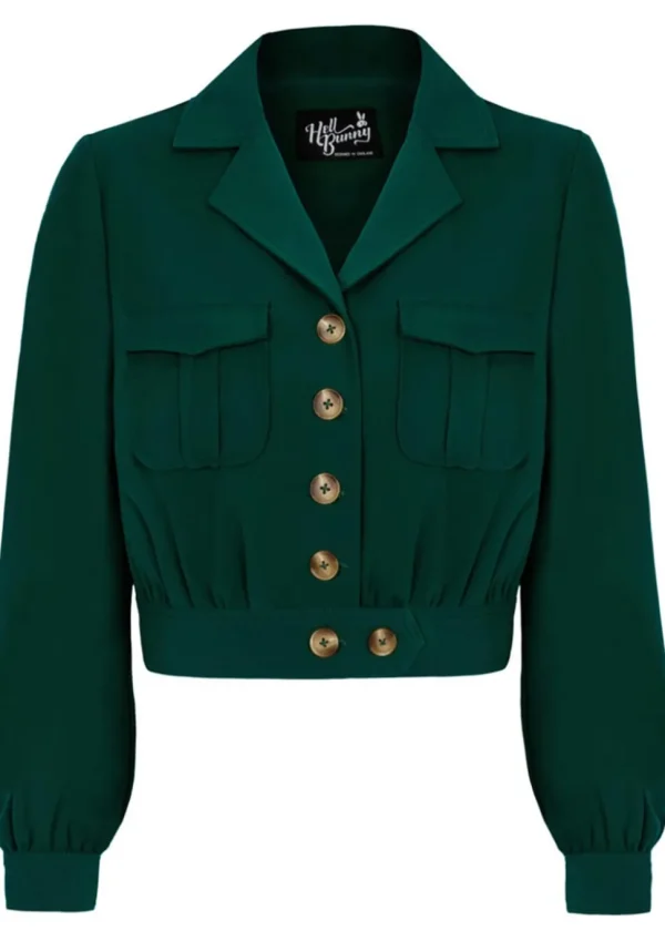 Hell Bunny Ravenwood 40's Jacket Dark Green