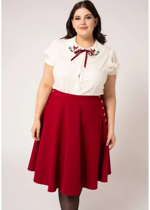 Hell Bunny Ravenwood 40's Swing Skirt Dark Red