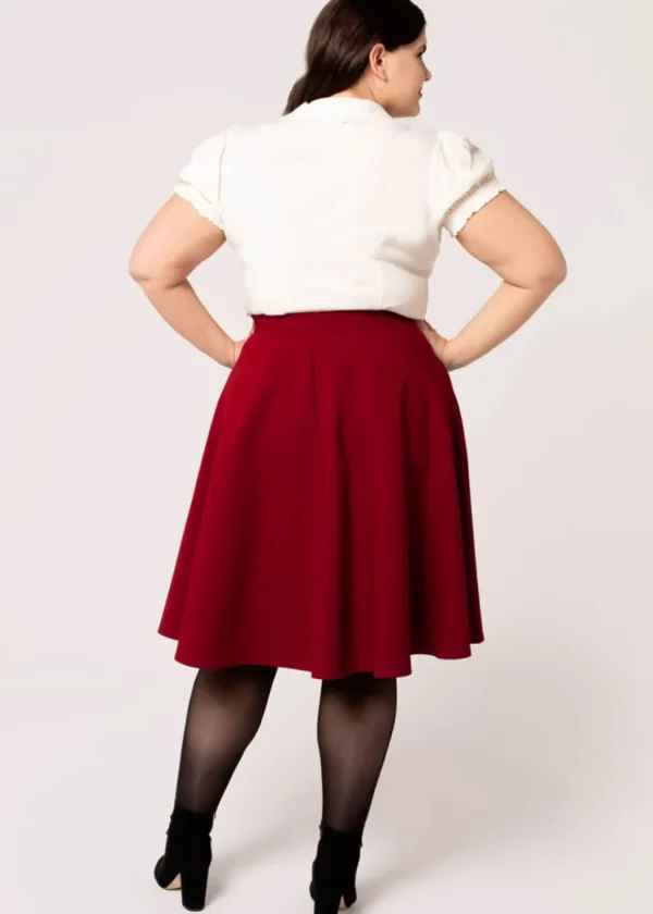 Hell Bunny Ravenwood 40's Swing Skirt Dark Red