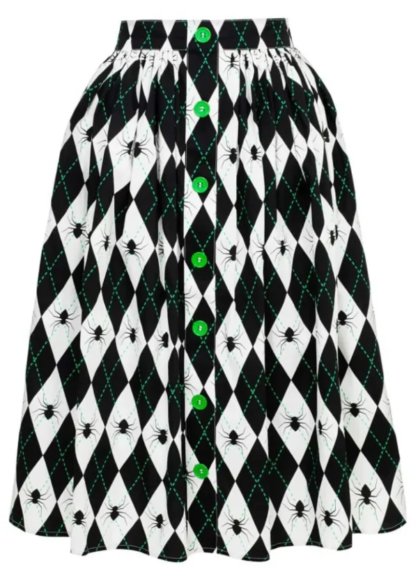 Hell Bunny Regina Spider 50's Swing Skirt Black