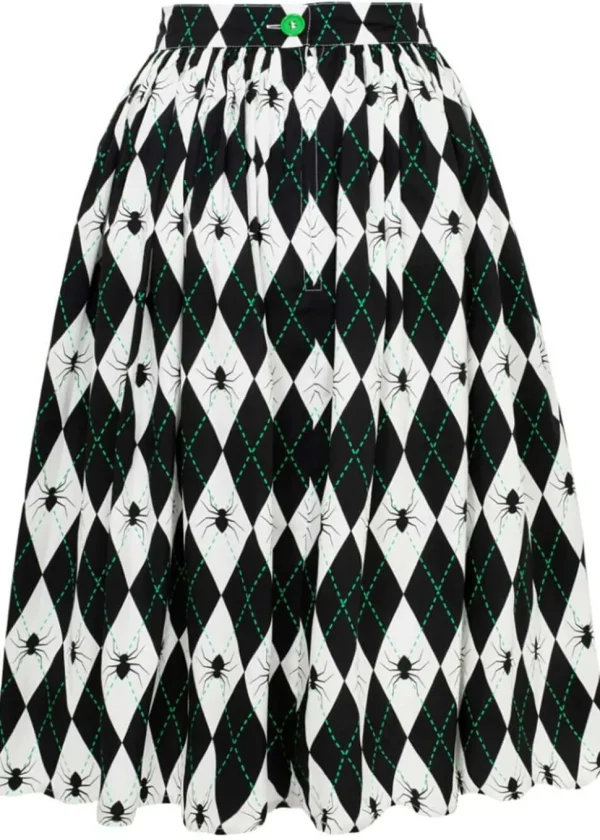 Hell Bunny Regina Spider 50's Swing Skirt Black