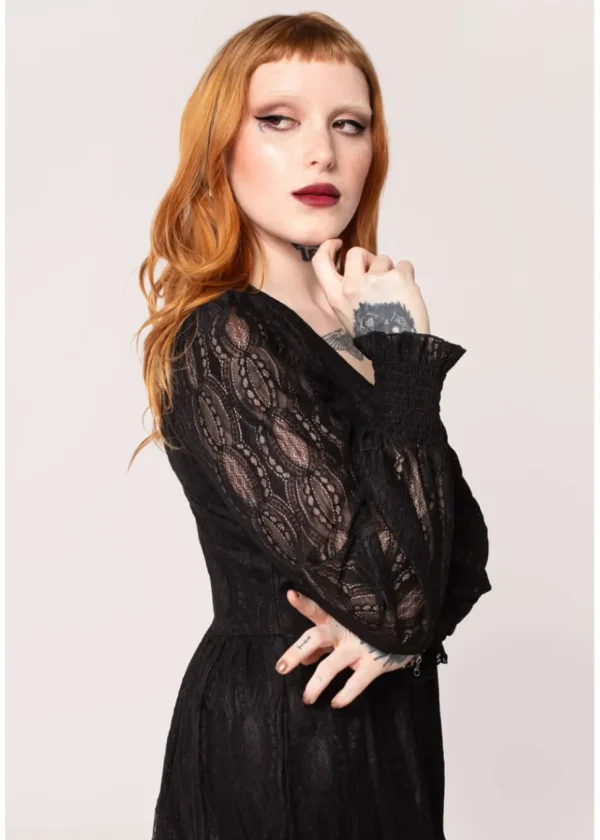 Hell Bunny Rhea Lace 70's Maxi Dress Black