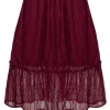 Hell Bunny Rhea Lace 70's Skirt Burgundy