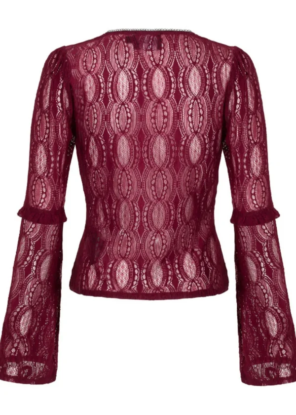 Hell Bunny Rhea Lace 70's Top in Burgundy