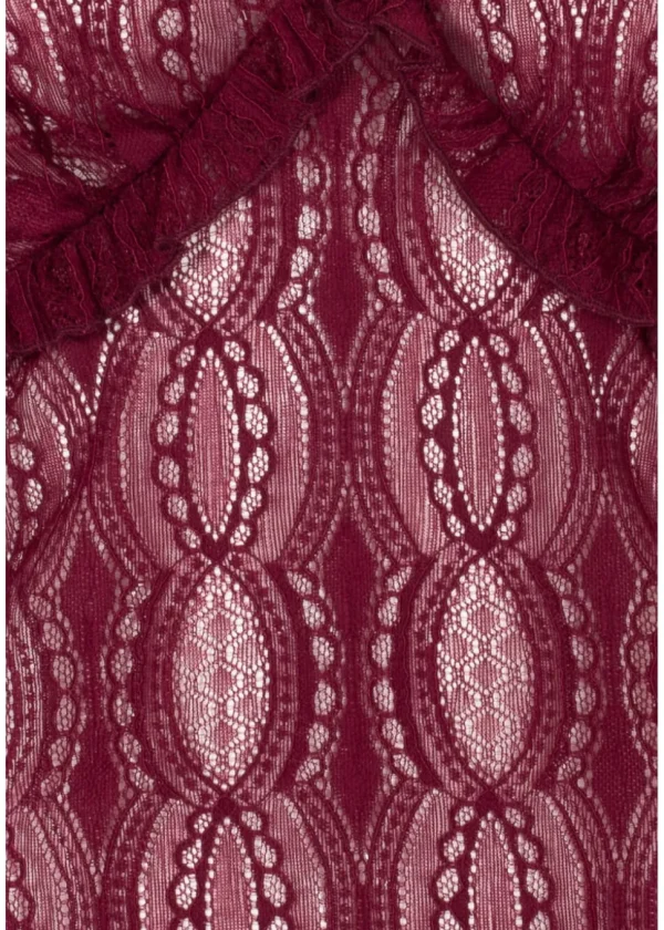 Hell Bunny Rhea Lace 70's Top in Burgundy