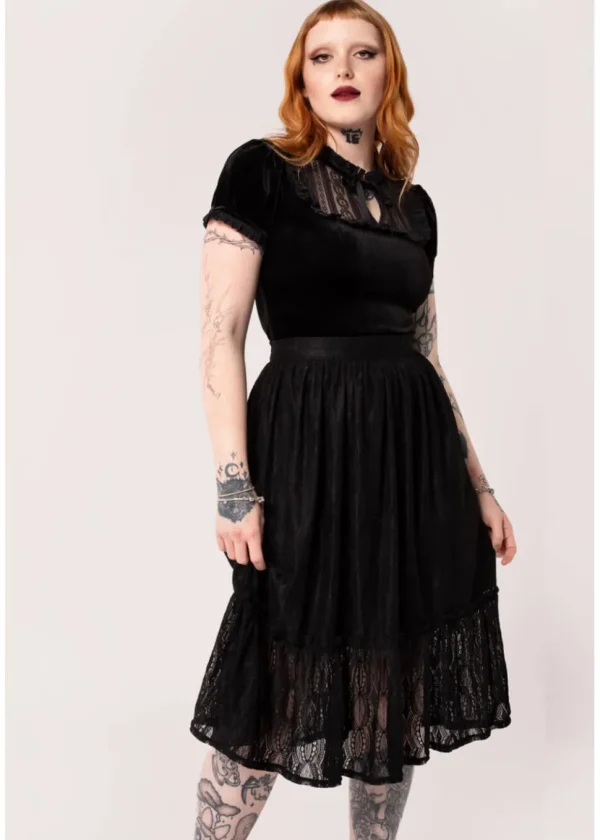 Hell Bunny Rhea Lace Skirt Black