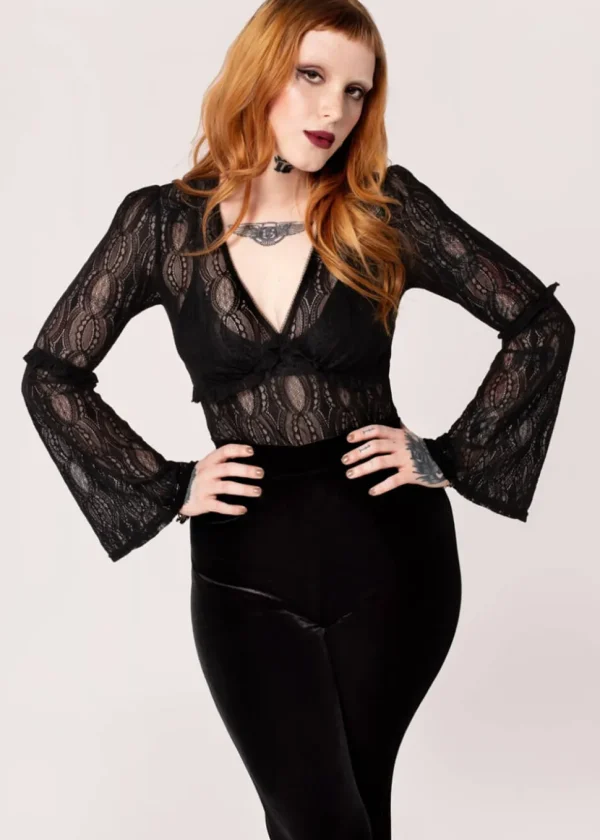Hell Bunny Rhea Lace Top Black