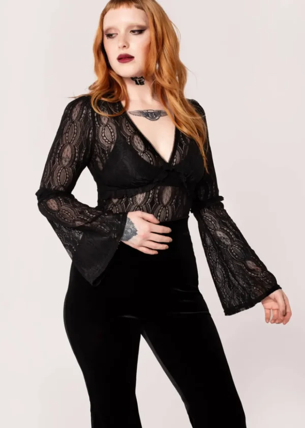 Hell Bunny Rhea Lace Top Black