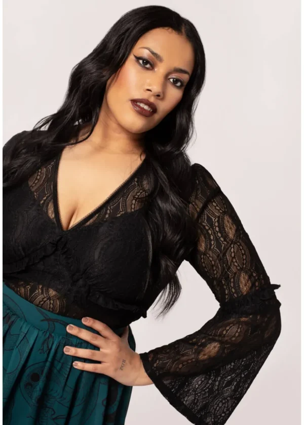 Hell Bunny Rhea Lace Top Black