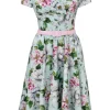 Hell Bunny Rina Floral 50's Swing Dress Blue