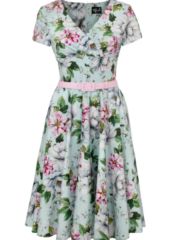 Hell Bunny Rina Floral 50's Swing Dress Blue