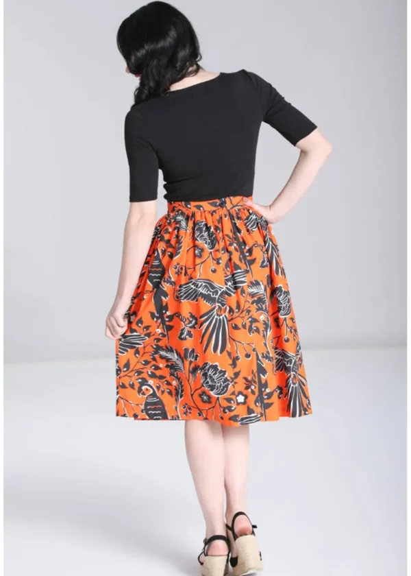 Hell Bunny Rio Parrots 50's Swing Skirt Orange